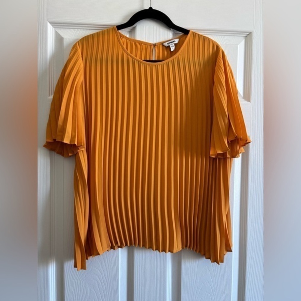 Express Vibrant Orange Pleated Blouse
